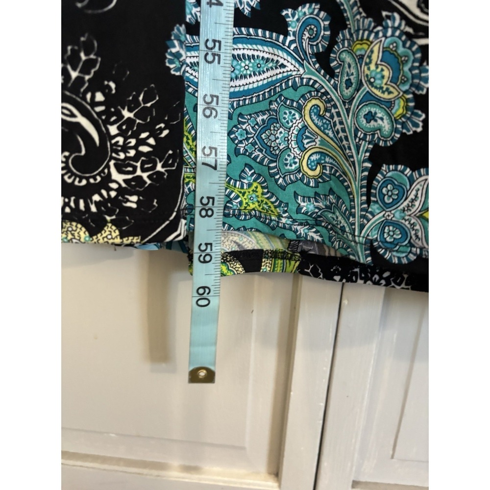 Bisou Bisou Paisley Halter Maxi Dress Size 16W Teal/Black Open Back - Picture 2 of 6